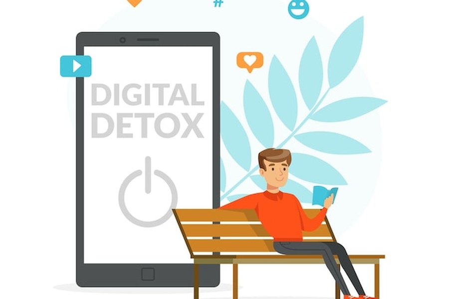 Un homme savoure une lecture paisible sur un banc, loin des notifications, pour une digital detox réussie.