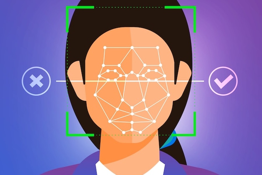 Un système de facial recognition analyse les points biométriques d'un visage pour une identification sécurisée.
